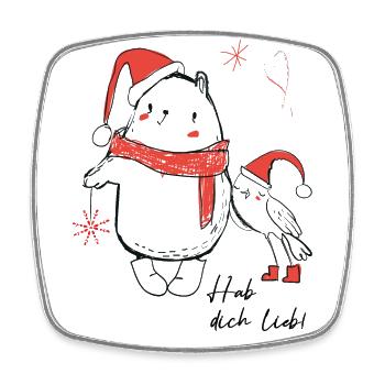 hab dich lieb, Weihnachten - Viereckiger Kühlschrankmagnet - Weiß - Vorne
