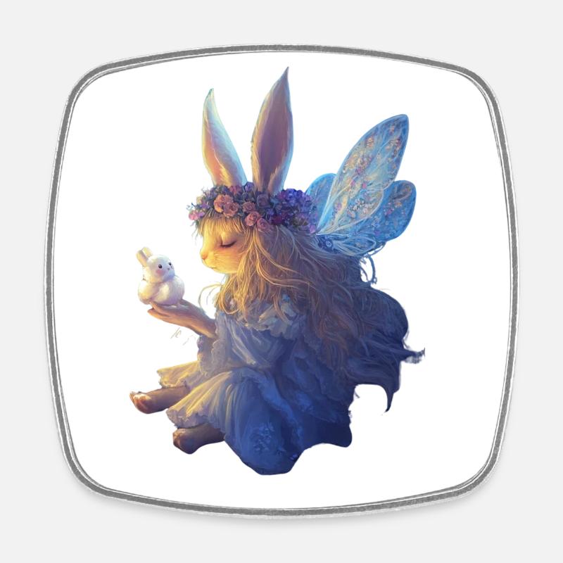 Lapin Fée - Magnet carré - blanc