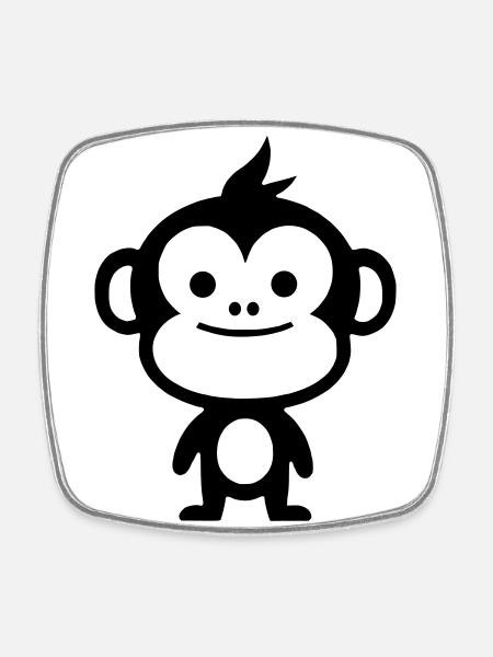 Simple Monkey - Square fridge magnet - white