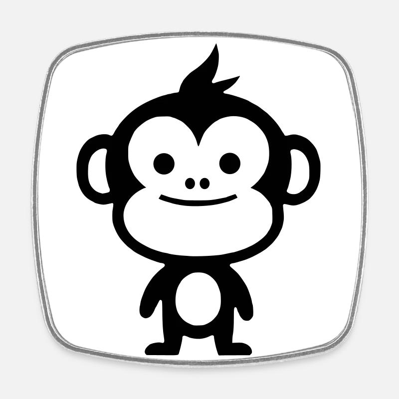 Simple Monkey - Square fridge magnet - white