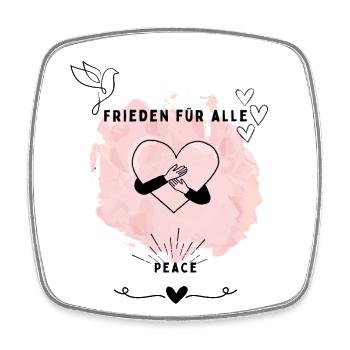 Frieden für alle – Liebe und Harmonie Design - Viereckiger Kühlschrankmagnet - Weiß - Vorne