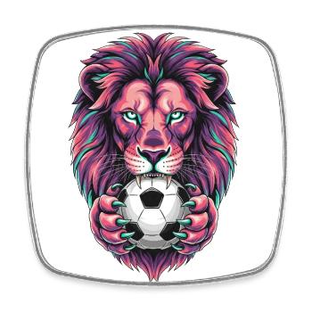 Lion Football – Le roi de la conception du terrain - Magnet carré - blanc - Devant