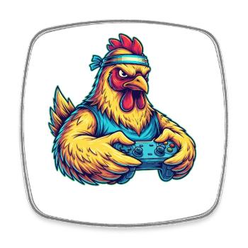 Gaming Chicken Gamer: Your controller fighter! - Square fridge magnet - white - Front