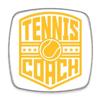 Tennis Coach (crest) - Square fridge magnet - white - Front