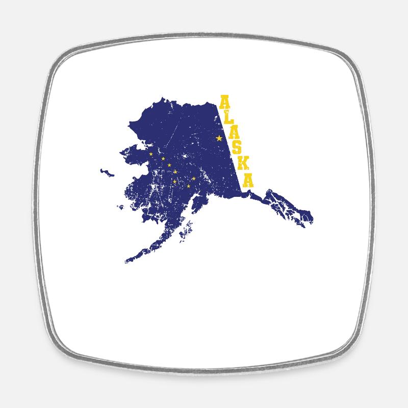 Alaska State Outline Map USA - Square fridge magnet - white