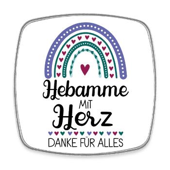 Hebamme Mit Herz - Viereckiger Kühlschrankmagnet - Weiß - Vorne