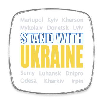 Stand with Ukraine Kyiv Lviv Mariupol No War Putin - Viereckiger Kühlschrankmagnet - Weiß - Vorne