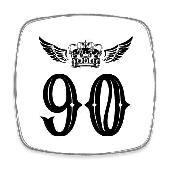 90 Number crown - Square fridge magnet - white - Front