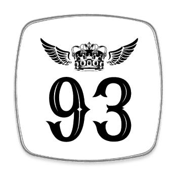 93 Number crown - Square fridge magnet - white - Front