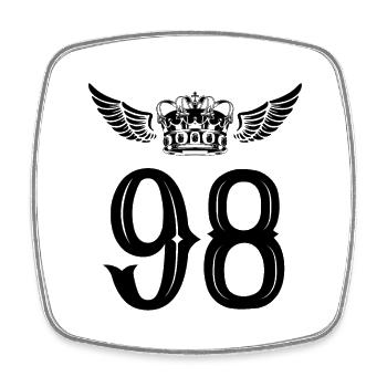 98 Number crown - Square fridge magnet - white - Front