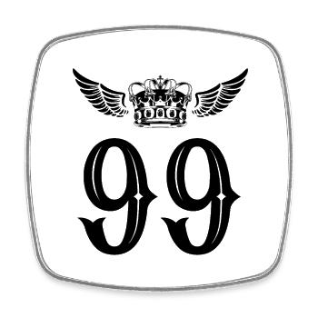 99 Number crown - Square fridge magnet - white - Front