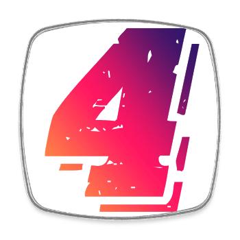 4 Zahl Symbol - Viereckiger Kühlschrankmagnet - Weiß - Vorne