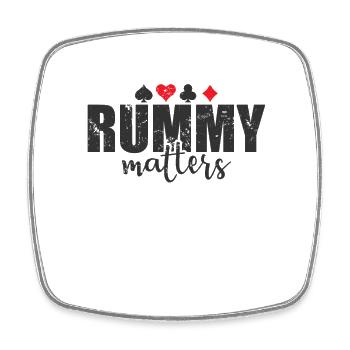 Rummy matters Hobby Card Game Romme - Square fridge magnet - white - Front