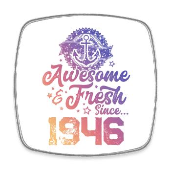 1946 awesome fresh - Square fridge magnet - white - Front