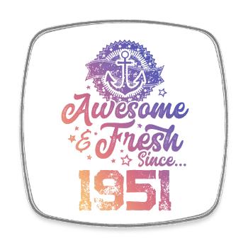 1951 awesome fresh - Square fridge magnet - white - Front
