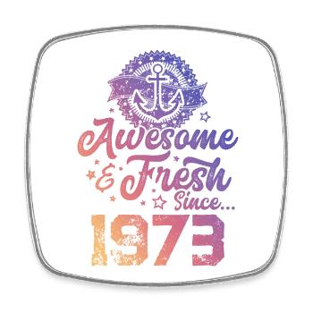 1973 awesome fresh - Square fridge magnet - white - Front