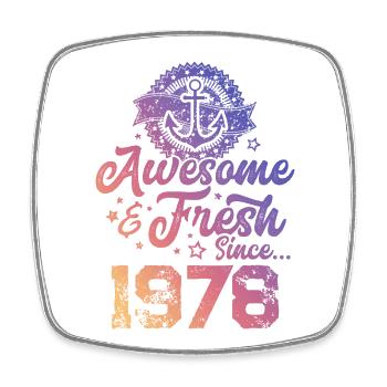 1978 awesome fresh - Square fridge magnet - white - Front