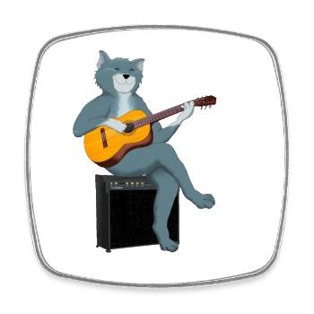 CAT PLAYING ACOUSTIC GUITAR - Square fridge magnet - white - Front