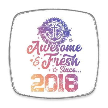 2018 awesome fresh - Square fridge magnet - white - Front