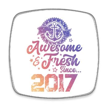 2017 awesome fresh - Viereckiger Kühlschrankmagnet - Weiß - Vorne