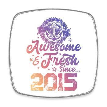 2015 awesome fresh - Square fridge magnet - white - Front