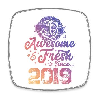 2019 awesome fresh - Viereckiger Kühlschrankmagnet - Weiß - Vorne