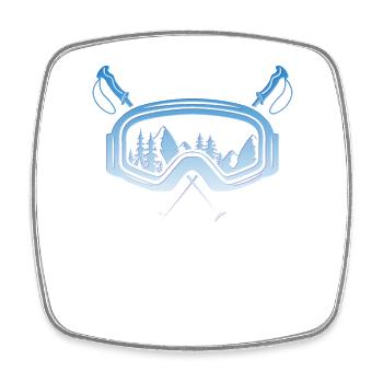 Ski goggles with ski poles Skier Skiers - Square fridge magnet - white - Front
