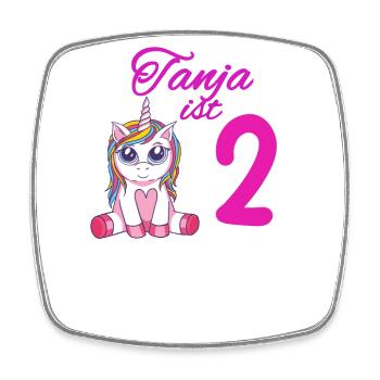 Kindergeburtstag 2 Jahre Mädchen Name Tanja - Viereckiger Kühlschrankmagnet - Weiß - Vorne