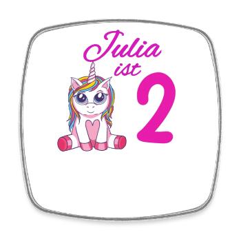 Kindergeburtstag 2 Jahre Mädchen Name Julia - Viereckiger Kühlschrankmagnet - Weiß - Vorne