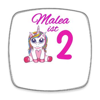 Kindergeburtstag 2 Jahre Mädchen Name Malea - Viereckiger Kühlschrankmagnet - Weiß - Vorne