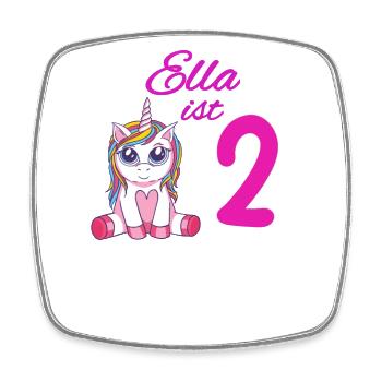 Kindergeburtstag 2 Jahre Mädchen Name Ella - Viereckiger Kühlschrankmagnet - Weiß - Vorne