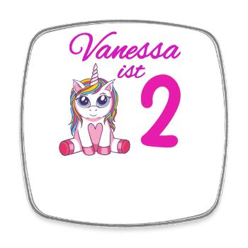Kindergeburtstag 2 Jahre Mädchen Name Vanessa - Viereckiger Kühlschrankmagnet - Weiß - Vorne