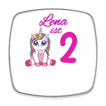 Kindergeburtstag 2 Jahre Mädchen Name Lena - Viereckiger Kühlschrankmagnet - Weiß - Vorne