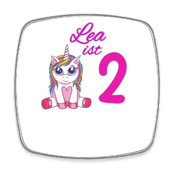 Kindergeburtstag 2 Jahre Mädchen Name Lea - Viereckiger Kühlschrankmagnet - Weiß - Vorne