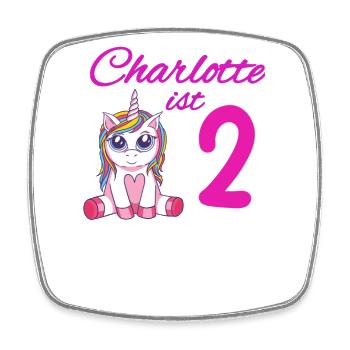 Kindergeburtstag 2 Jahre Mädchen Name Charlotte - Viereckiger Kühlschrankmagnet - Weiß - Vorne