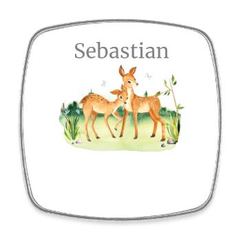 Forest Animal Deer Flowers Name Sebastian - Square fridge magnet - white - Front