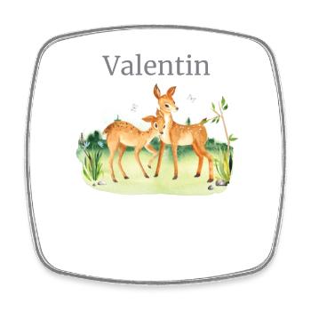 Waldtier Reh Blumen Name Valentin - Viereckiger Kühlschrankmagnet - Weiß - Vorne