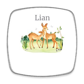 Forest Animal Deer Flowers Name Lian - Square fridge magnet - white - Front