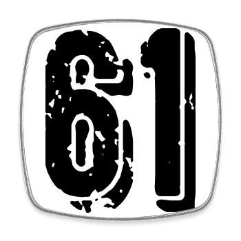 61 number jersey - Square fridge magnet - white - Front