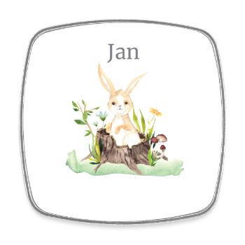 Forest Animal Deer Hare Hedgehog Flowers Name Jan - Square fridge magnet - white - Front