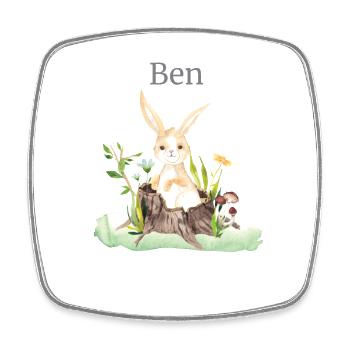 Waldtier Reh Hase Igel Blumen Name Ben - Viereckiger Kühlschrankmagnet - Weiß - Vorne