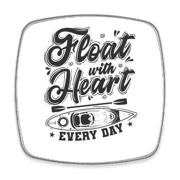 Float with Heart every Day Kajak Paddelboot - Viereckiger Kühlschrankmagnet - Weiß - Vorne