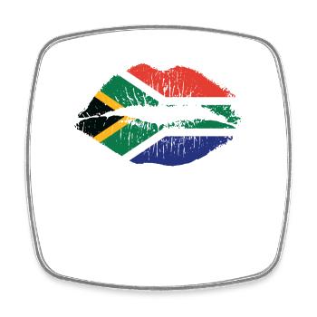 Mouth Lips with South Africa Colors Continent - Square fridge magnet - white - Front