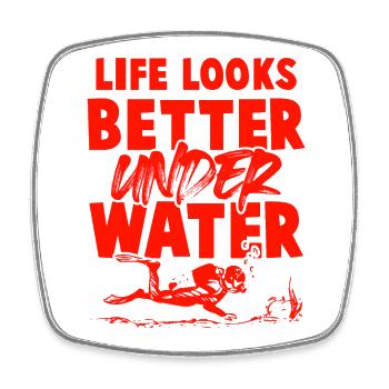 diving underwater - Square fridge magnet - white - Front