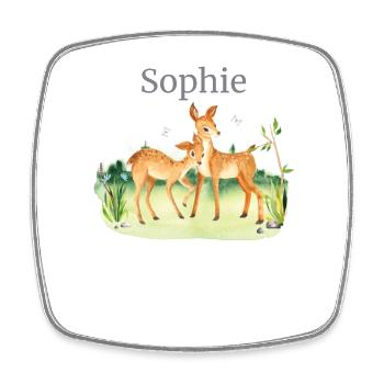 Forest Animal Deer Flowers Name Sophie - Square fridge magnet - white - Front
