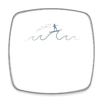 Stick figure surfs on a wave - Square fridge magnet - white - Front