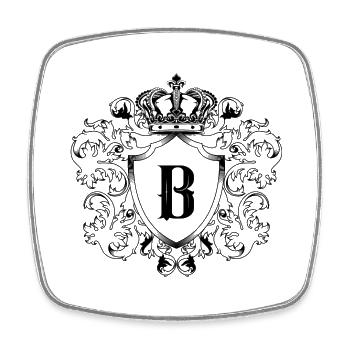 B Buchstabe Wappen - Viereckiger Kühlschrankmagnet - Weiß - Vorne