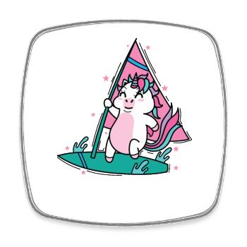 Licorne en surfant Créatures mythiques Sport - Magnet carré - blanc - Devant
