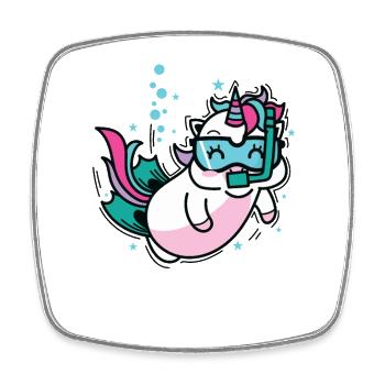Einhorn beim Tauchen Fabelwesen Sport - Viereckiger Kühlschrankmagnet - Weiß - Vorne