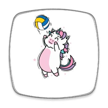 Licorne au volley-ball Créatures mythiques Sport - Magnet carré - blanc - Devant